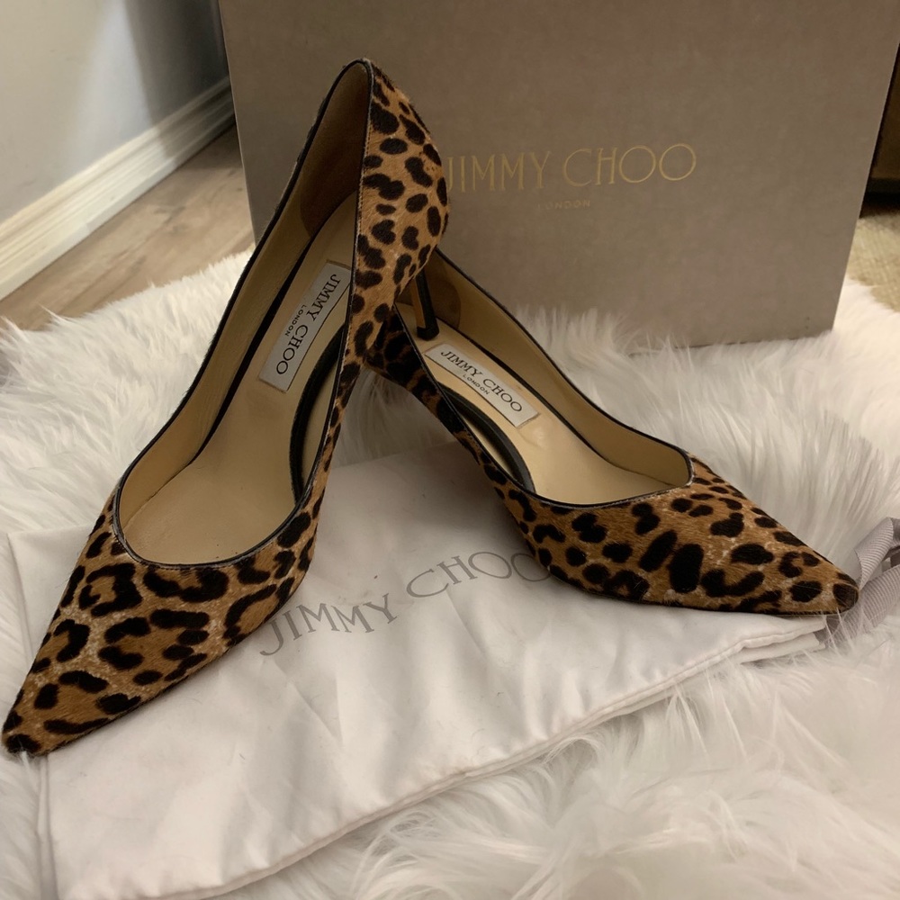 Jimmy Choo Romy 60 Calf-hair Leopard Heels! 39 1/2